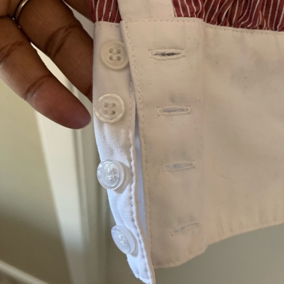 Apt. 9 Red & White striped button down - Picture 3 of 5